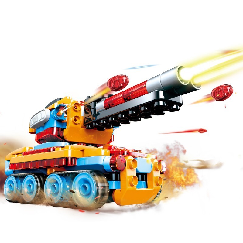百变布鲁可 海陆空护卫系列大颗粒积木玩具 布鲁克小队儿童拼装拼搭航母飞机坦克积木玩具 男孩生日礼物 剑齿虎主战坦克61253