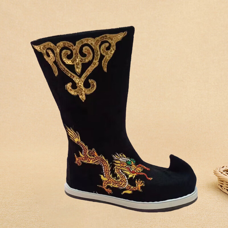 雅格罗伊明朝锦衣卫飞鱼服皂靴汉服靴古风古装靴男武侠翘头中国风官靴