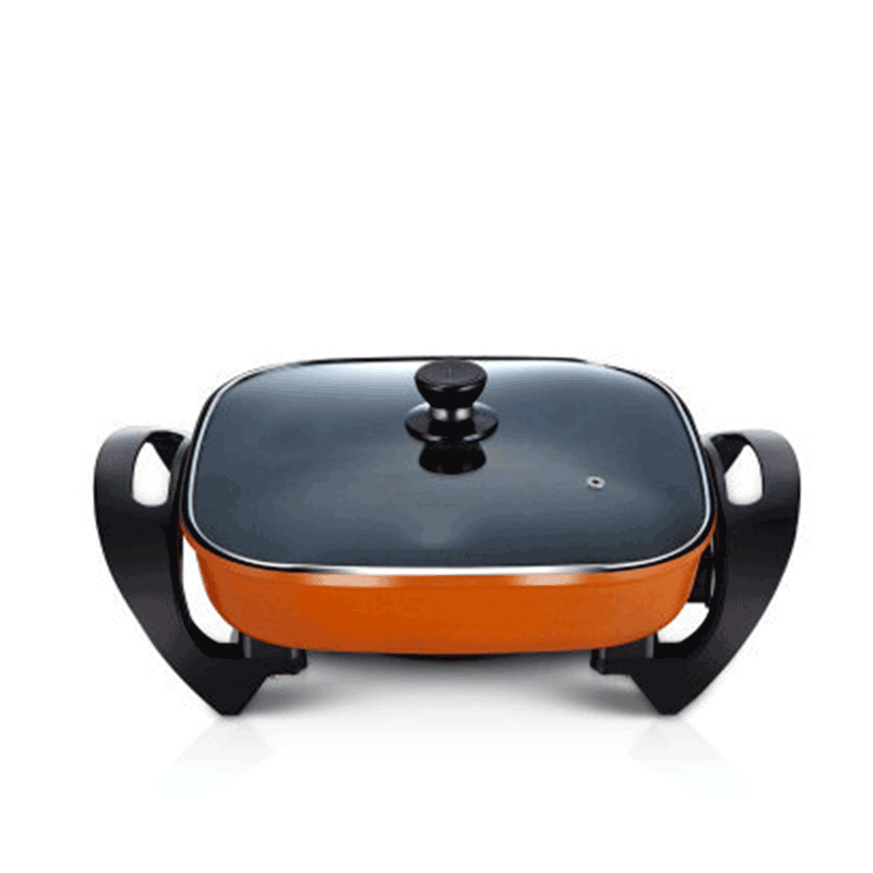盛芯华家用连体可炒菜煮饭插电锅1一体式2小型4人3能煲汤做饭炒锅多功能 橙色方形+实用礼包