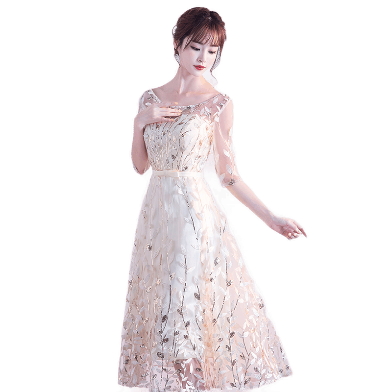 塞德勒晚禮服女2025新款氣質(zhì)宴會仙氣學(xué)生小禮服連衣裙名媛平時可穿女 香檳色 XXXL