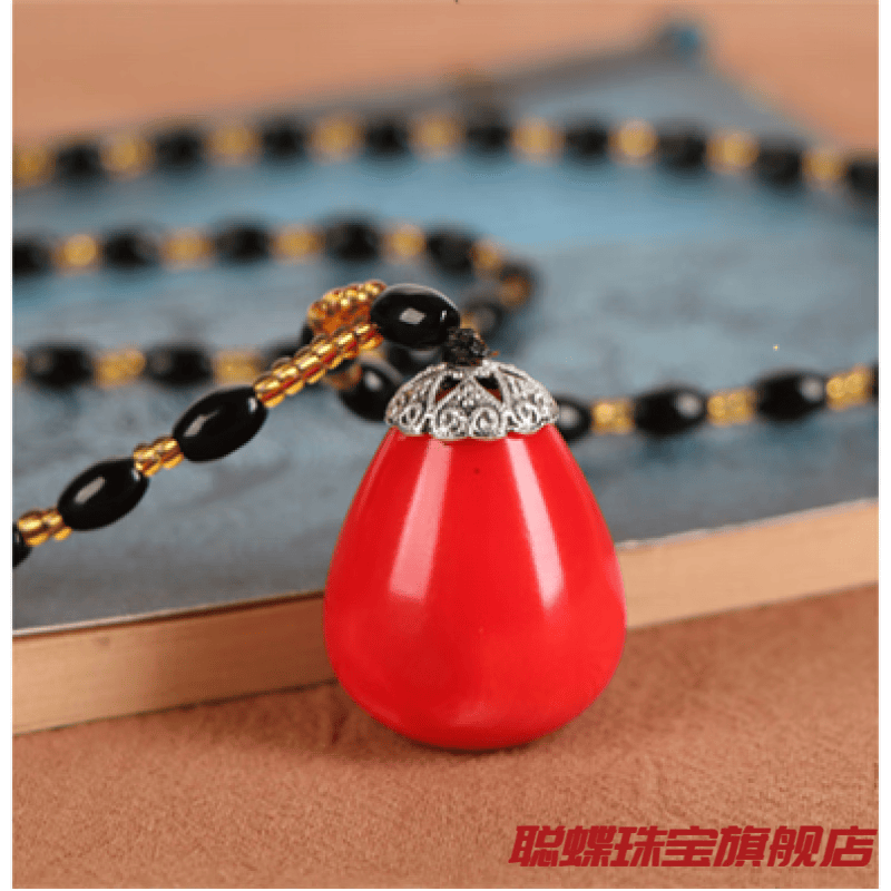 老果释迦菩提金包玉吊坠菩提彩色果毛衣链项链空心菩提 佛果菩提红色