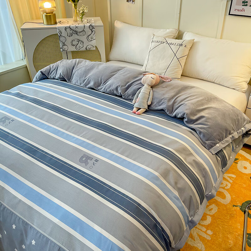 一面棉一面绒被罩ab ab面被套单面绒棉加绒 一面绒一面棉 被罩单件