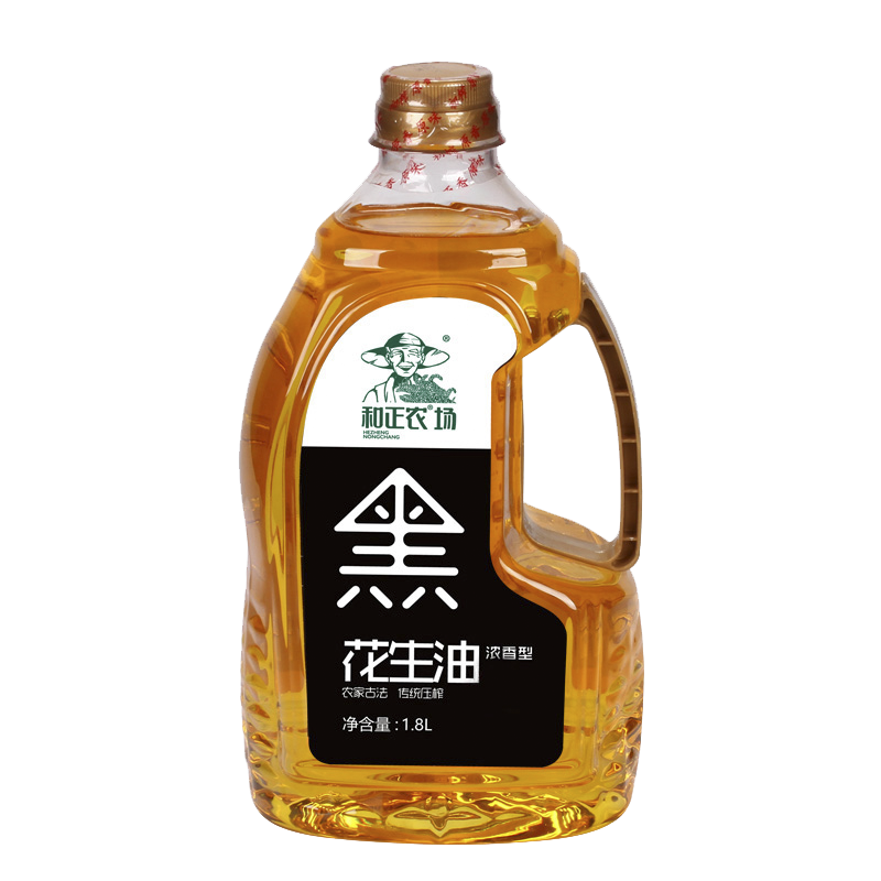 和正农场 黑花生油传统压榨花生油初榨1.8l黑花生油