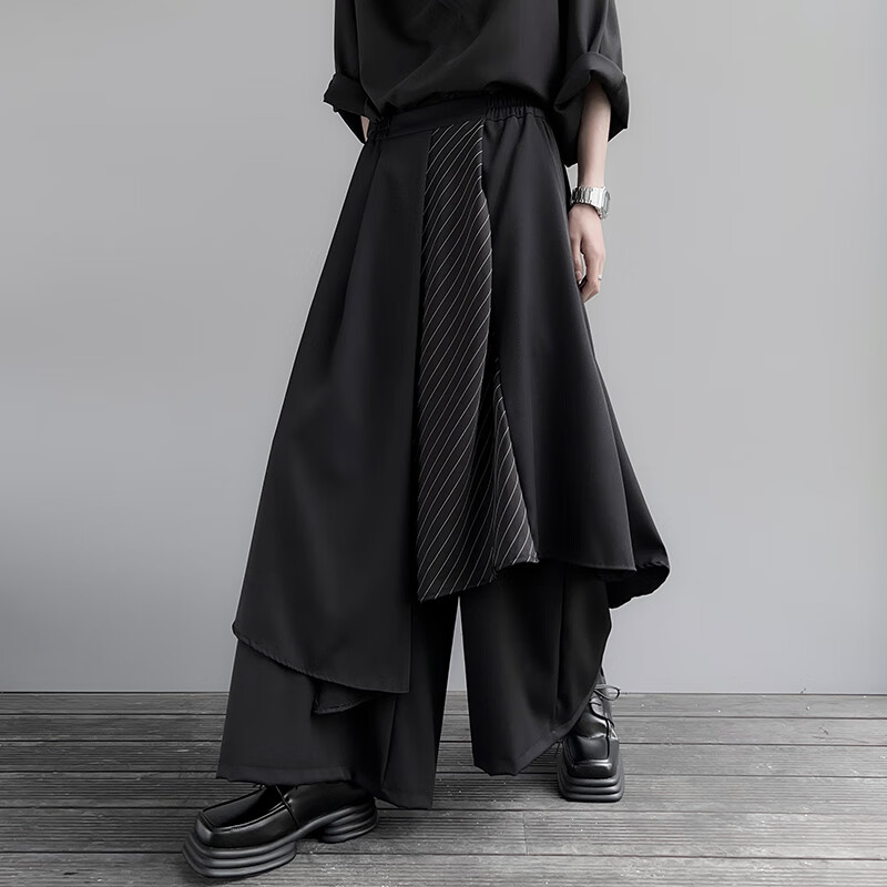 缘笛山本风阔腿裙裤耀司暗黑系男宽松弹力个性设计阔腿休闲裤青少年裙
