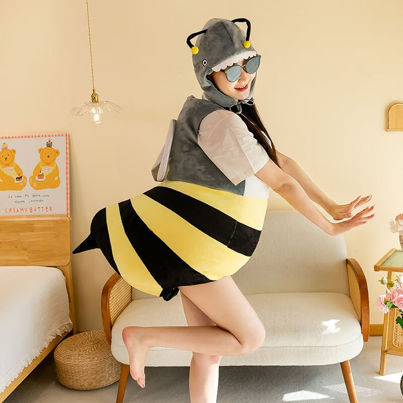 创意鲨bee鲨鱼蜜蜂公仔可穿戴人偶服装儿童连礼服礼物搞怪 蜜蜂服
