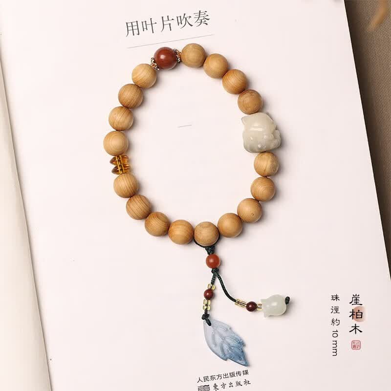 手作檀木念珠DIY小叶子穗子森系仙气女手链菩提九尾狐链 崖柏木款【10mm】使用感如何?