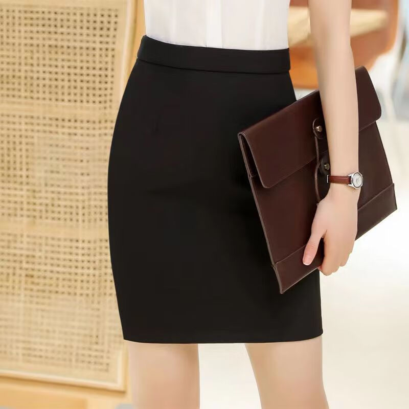 职业短裙女西裙修身显瘦气质一步裙正装黑色工作 黑色裙子春秋款式 s