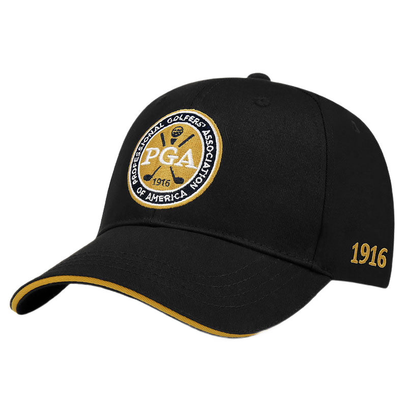 PGA 高尔夫球帽 男女防晒帽子 网球帽 棒球帽 职业比赛 吸汗内里 透气舒适 户外遮阳太阳帽 PGA 205008-黑色