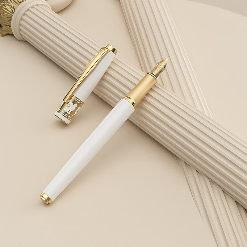 毕加索(Pimio)钢笔5523环球文化之旅希腊/印度/埃及/中国钢笔礼盒商务办公练字送礼钢笔可刻字 希腊雅典白钢笔【笔记本墨囊礼盒】 F尖直尖0.5mm【官方标配】