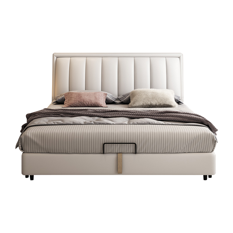 MELCHERS 床 意式极简真皮床现代简约主卧室婚床小户型1.8m北欧轻奢双人床软床 单床+乳胶床垫 1800*2000mm