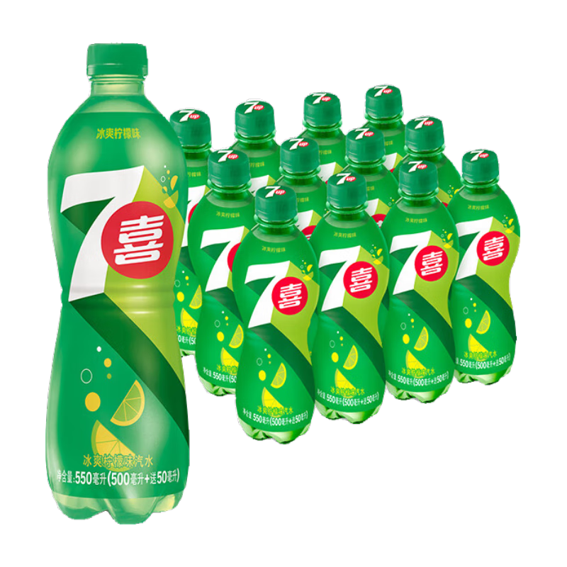 ���¿�����ϲ7UP ����ζ ̼��������ˮ 550ml*12ƿ ����װ