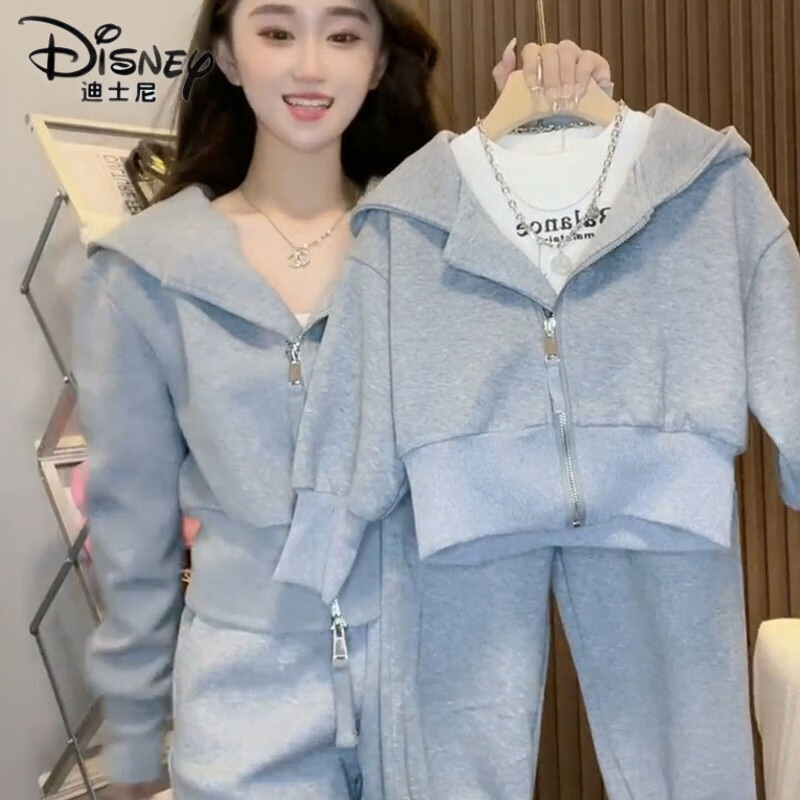 迪士尼(Disney)新款时尚运动休闲卫衣套装高端洋气母子母女亲子装 灰色(外套+裤子) 妈妈S(78-99斤)怎么看?
