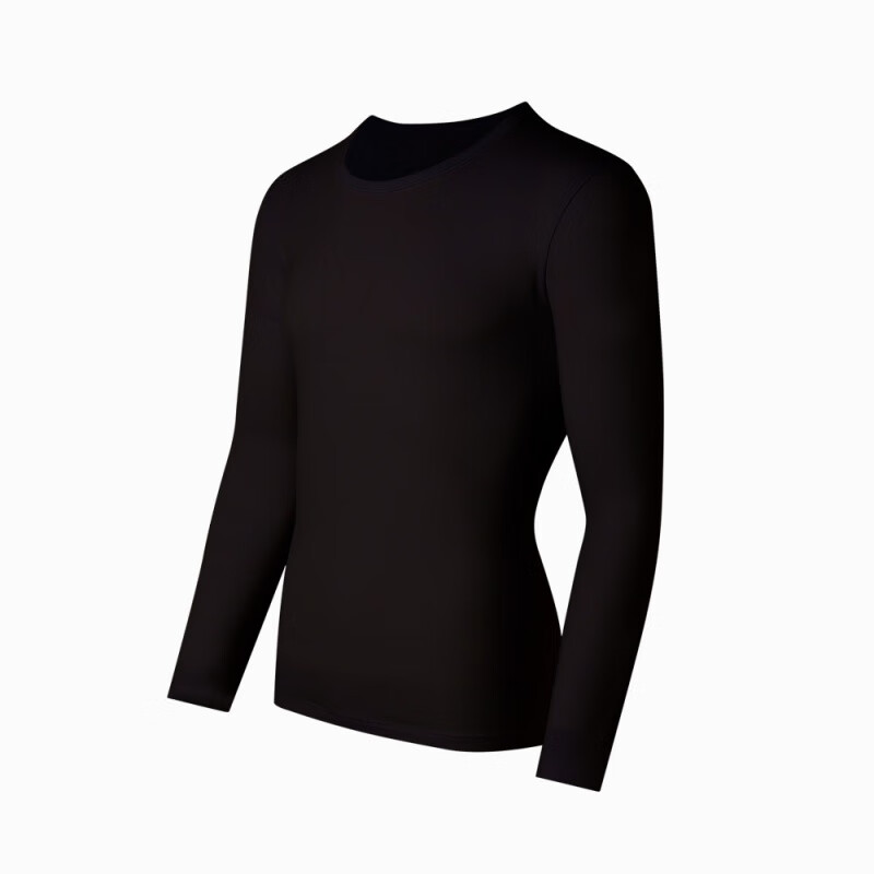 佧森滋棉秋衣男士上衣套装男款圆领打底棉毛衫薄款秋冬打底衫长袖 1016-1男士单衣-黑色 L/170(100-130斤)