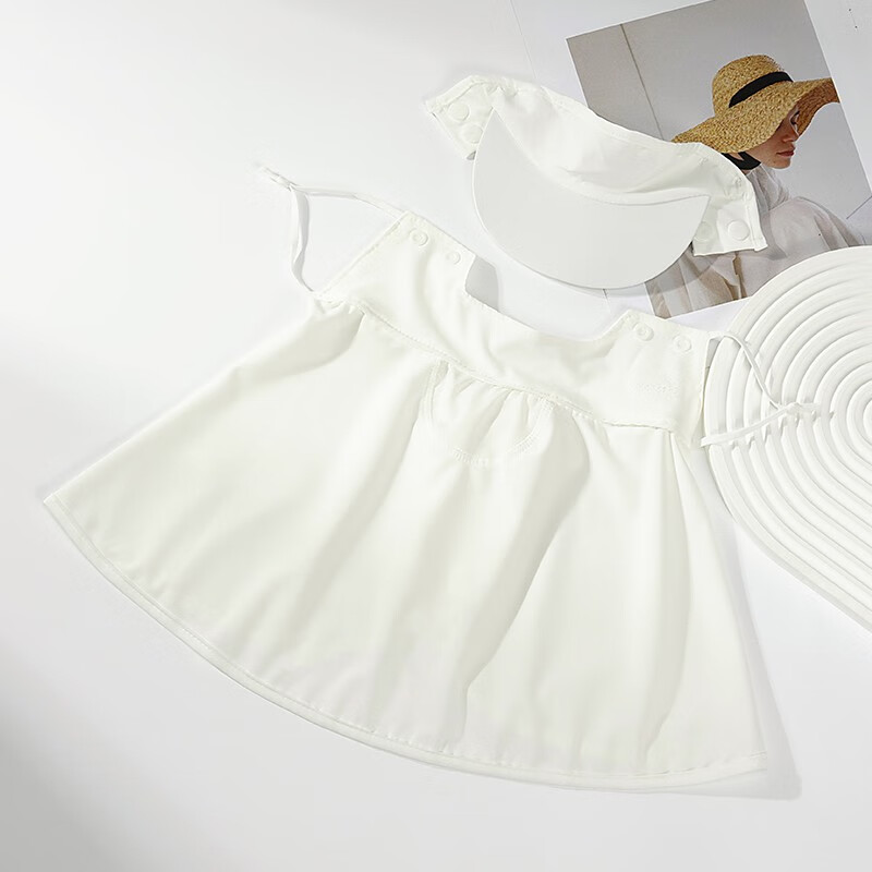 达芬奇密码防晒帽子护颈口罩 可拆卸脸罩冰丝面罩遮阳透气 白色