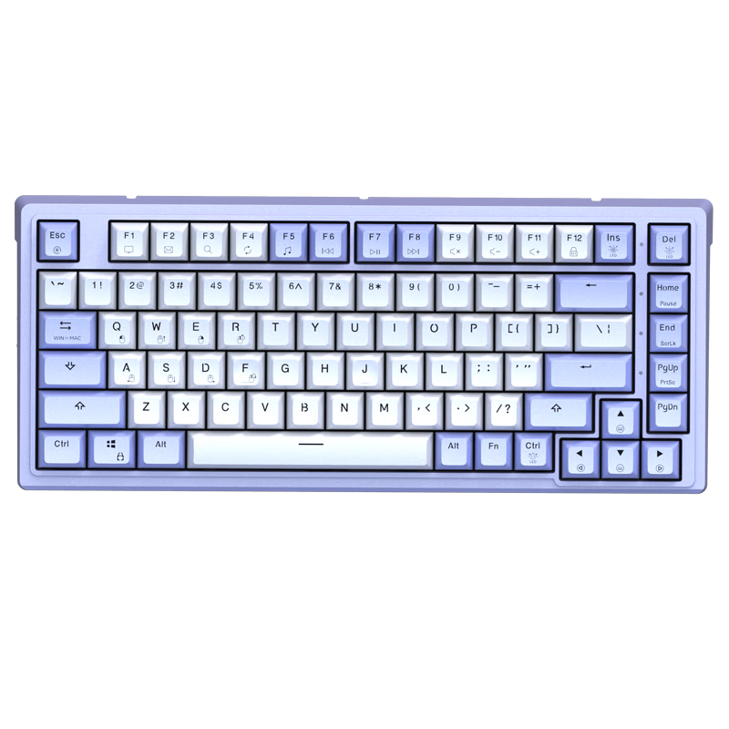 黑峡谷（Hyeku）M2 机械键盘 有线热插拔键盘 gasket结构 83键PBT键帽 白色背光  键线分离 绛紫樱兰 碧翠轴