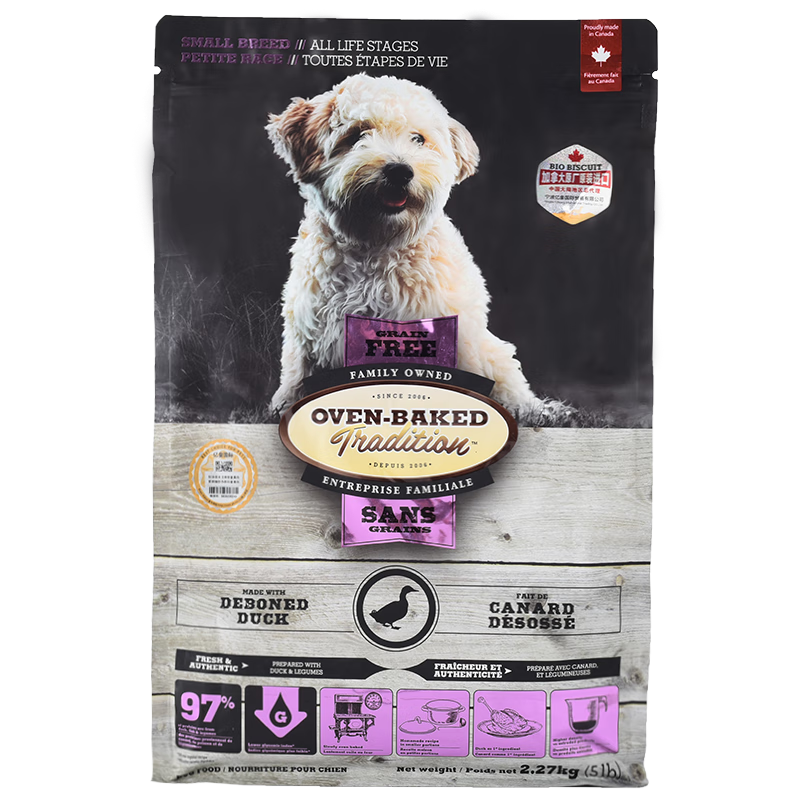 让狗狗健康快乐，加拿大进口欧恩焙低温烘焙鸭肉味狗干粮降价售卖|狗干粮怎么查询历史价格