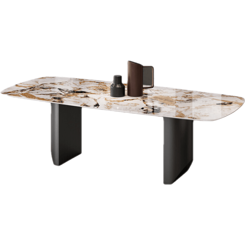 意式岩板餐桌椅组合 设计师长方形大户型轻奢饭桌子现代简约 160*80奢石餐桌