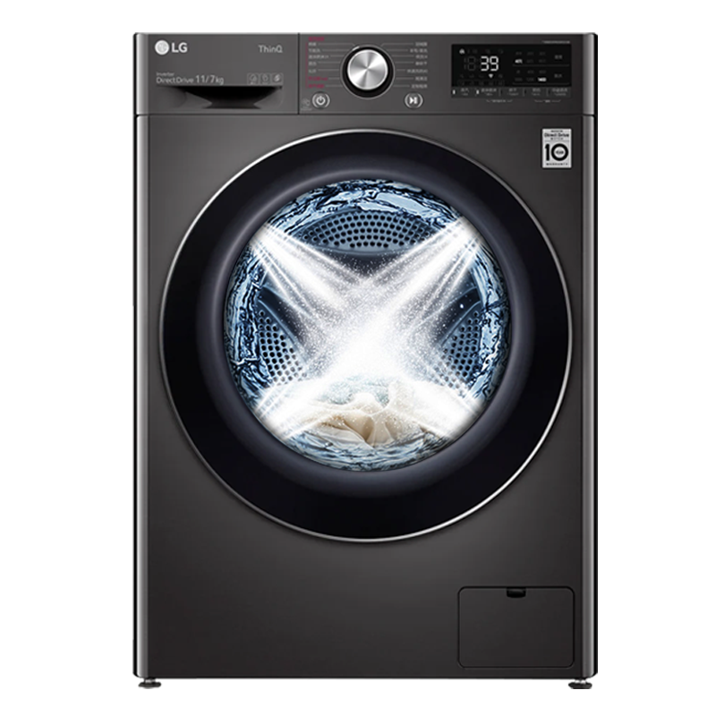 LG洗烘一体机全自动滚筒超薄11公斤大容量蒸汽除360°速净喷淋14分钟快洗耀岩黑色大10公斤洗衣机FD11BW4