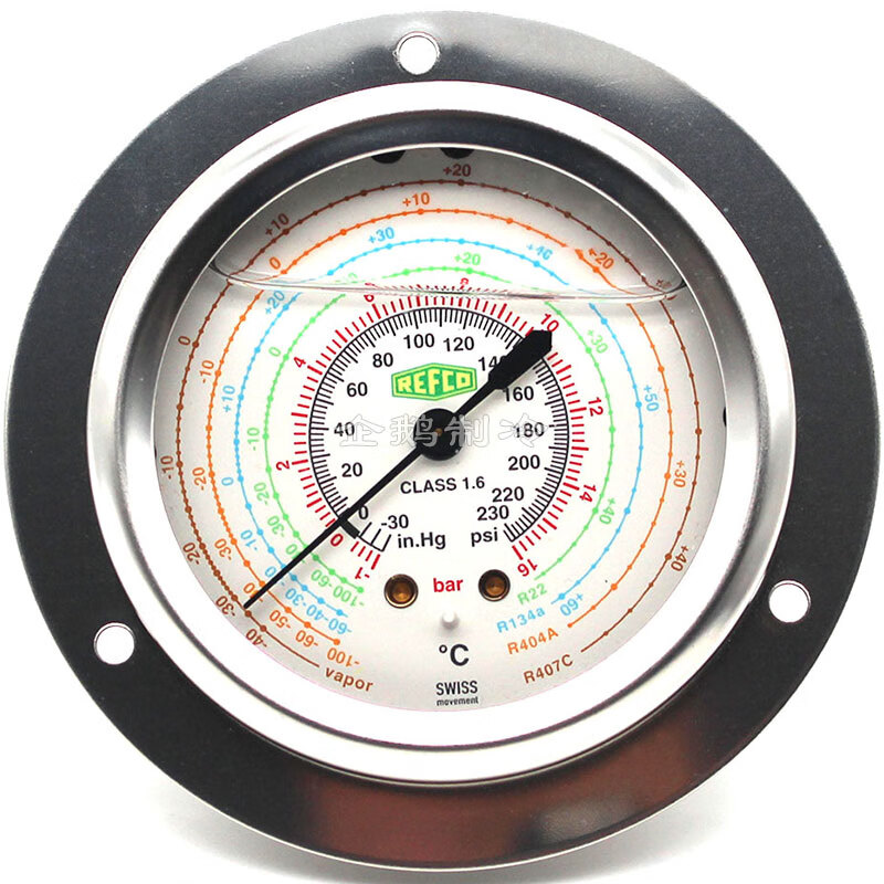 元族原装refco轴/径向压力表 r22/r134a制冷空调高低压力表油压表 205