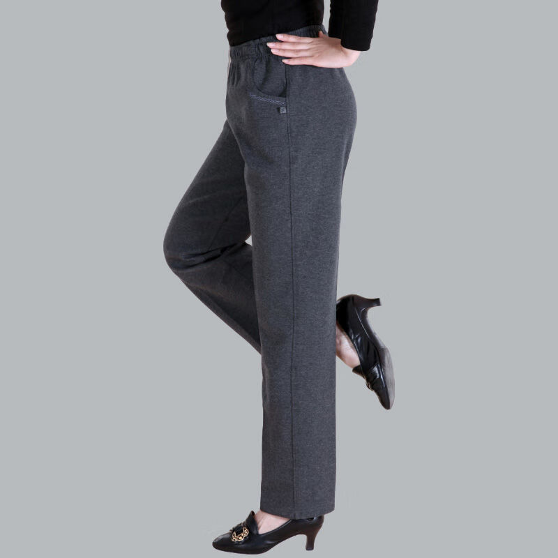 秋天穿的带有松紧腰外裤女士休闲裤女裤秋冬宽松运动裤休闲女裤松紧腰