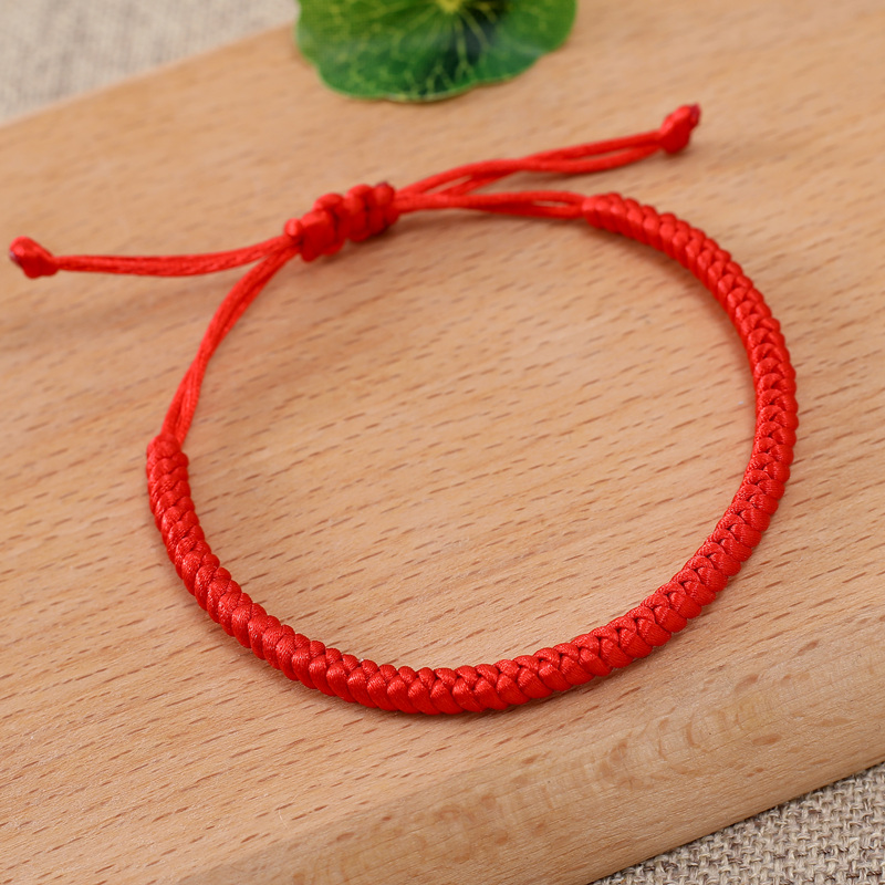 梦君宸红绳手链本命年手工编织金刚结手链学生情侣闺蜜转运手绳 红色