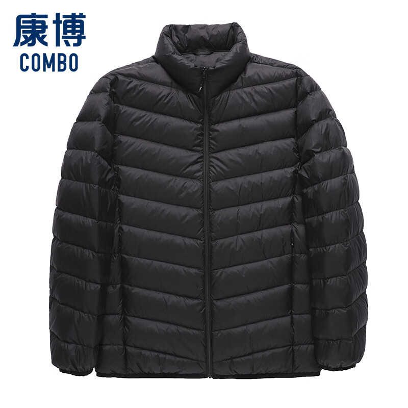 康博男士羽绒服鸭绒保暖休闲可脱卸内胆防寒外套 黑色 L(175)
