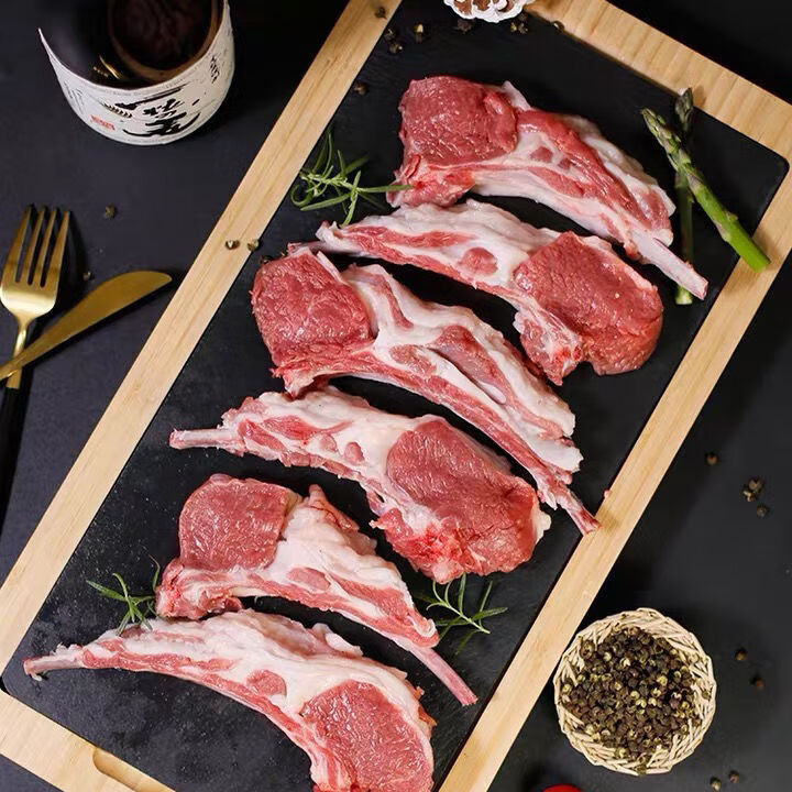 聊冠穆德灵芝羊生鲜新鲜现杀羊排肉法式西餐原切战斧羊排手把肉烧烤  法式灵芝羊排500g 6-8支*2