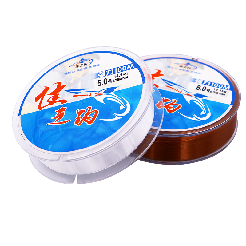 佳之釣 100m米魚線主線子線高拉力 臺(tái)釣線 路亞線釣漁具用品尼龍釣魚線 7號(hào)100米【透明】橫流