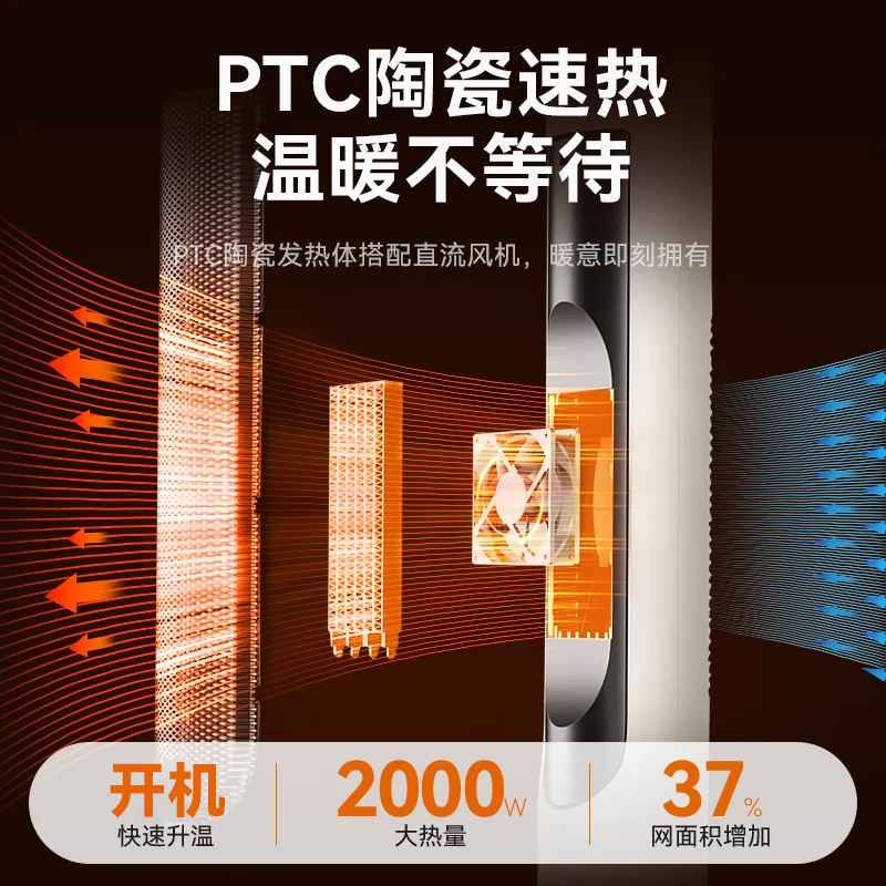 美的(Midea)取暖器家用暖风机智能语音电热取暖升温电暖器智能温控节能速热-B 珍珠白【语音款+遥控器】