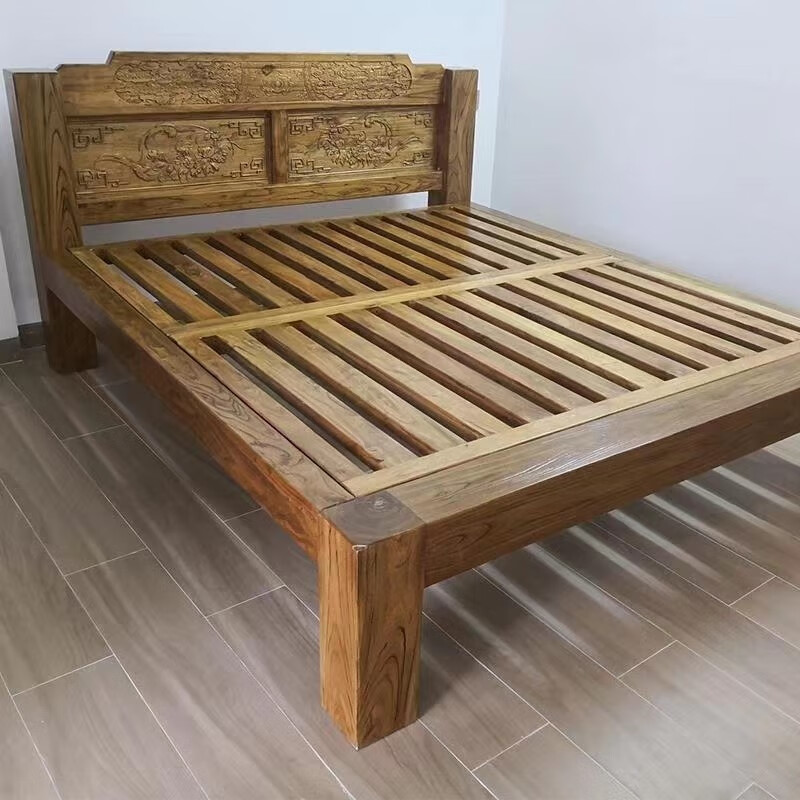 澳颜莱 老式床农村床 老榆木实木床双人床主卧婚床储物原木原木简约