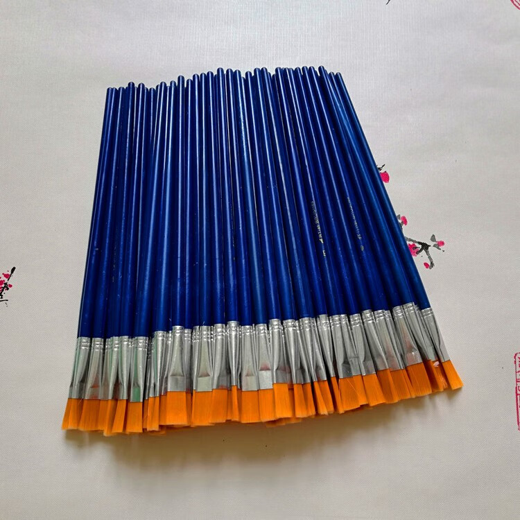 仁印研磨口红扁平头油画石膏彩绘笔刷蓝塑料排笔儿童丙烯颜料笔幼