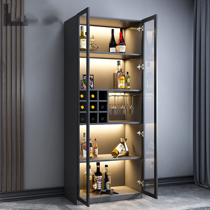国庆钜惠 酒柜现代简约家用靠墙轻奢小型铝框玻璃门餐边柜1.