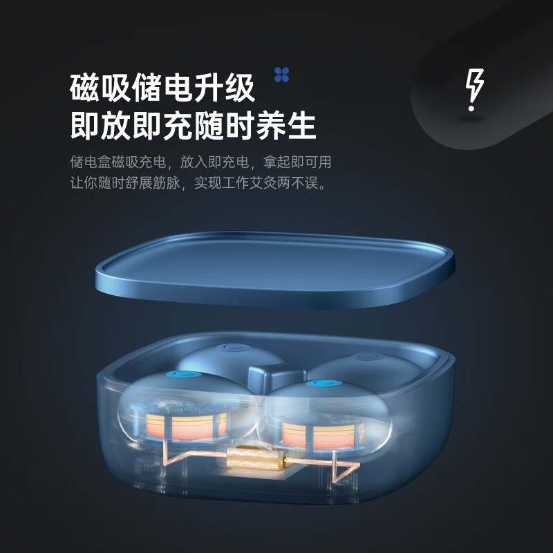 谷心（GX·Diffuser）艾灸仪电子艾灸盒便携家用无烟艾灸仪器 生日送长辈家人养生热敷 送朋友闺蜜结婚精致礼物 GX-J01极地蓝四头尊享版