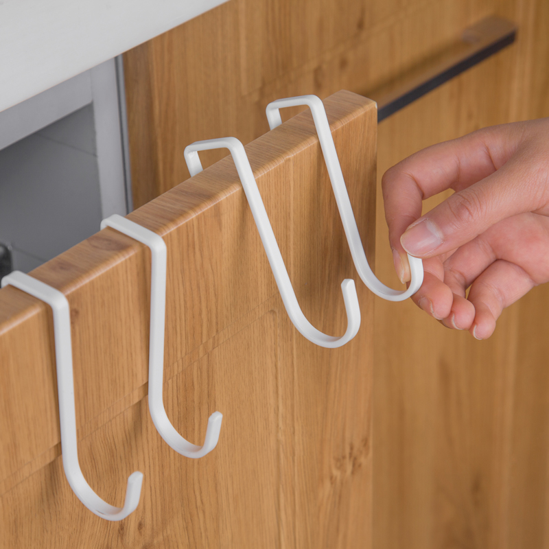 【2个装】铁艺s型挂钩厨房浴室多用途门背式免钉无痕门后橱柜门双挂钩