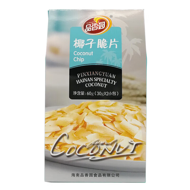 品香園椰子脆片 海南特產(chǎn) 椰子干椰子片椰子肉片 果干休閑零食 椰子脆片60g*5盒