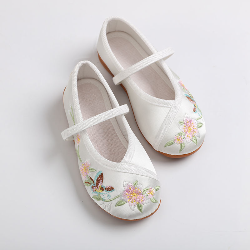 li)汉服鞋子儿童古风绣花鞋女童中国风古装宝宝老北京布鞋古代旗袍鞋