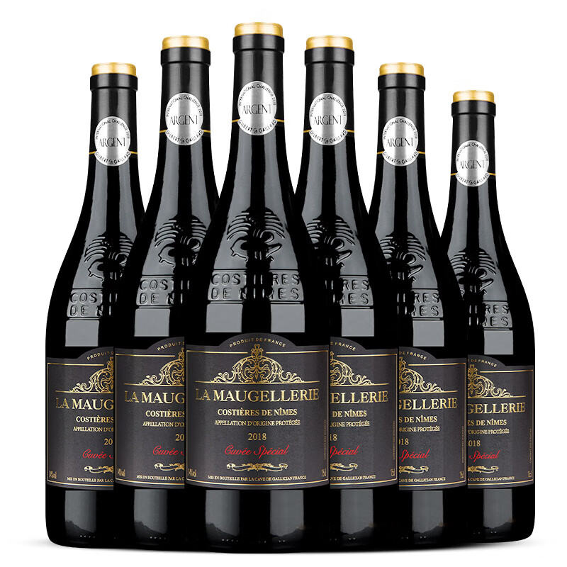 LAMAUGELLERIE法国原瓶进口  红酒 14度 尼姆产区AOP 干红葡萄酒750ml*6 