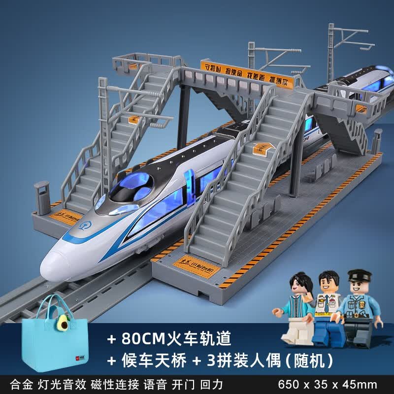 卡威高铁火车玩具套装复兴号和谐号合金动车模型儿童小火车轨道列车 复兴号三节套装 蓝怎么看?