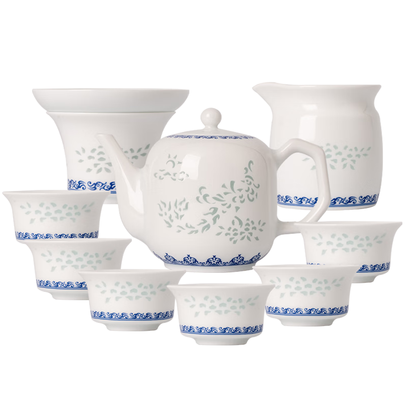 景德鎮(zhèn)陶瓷茶具套裝高檔玲瓏泡茶壺茶水分離家用功夫茶具送爸爸丹鳳朝陽(yáng)