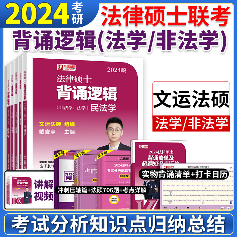 文运法硕2024年法律硕士背诵逻辑 法理学宪法学+法制史+民法学+刑法学 考试分析知识点归纳总结 适用法学非法学 法硕考研课程配套讲义