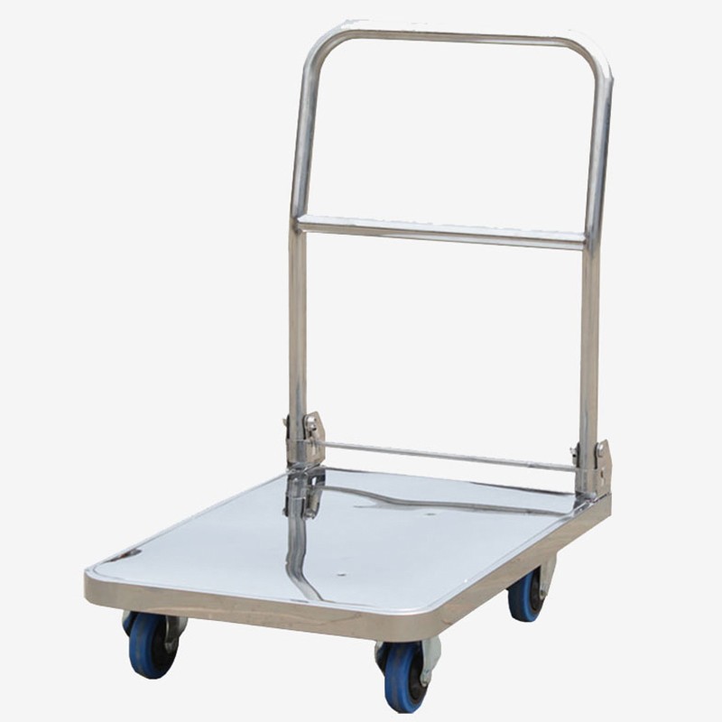 杰适不锈钢手推平板车折叠手拉车搬运车小拖车拉货不锈钢板车轴承橡胶