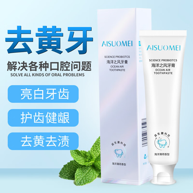【药房直发】100g海洋之风护齿牙膏海洋薄荷香型牙膏去渍