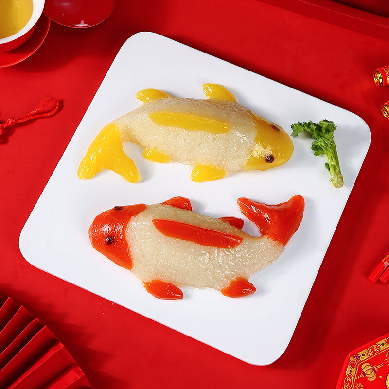 阿诺年年有鱼双鱼3盒年夜饭双色鲤鱼造型糯米粉年年有余团圆糯米饭 年年有鱼360g*4盒8条