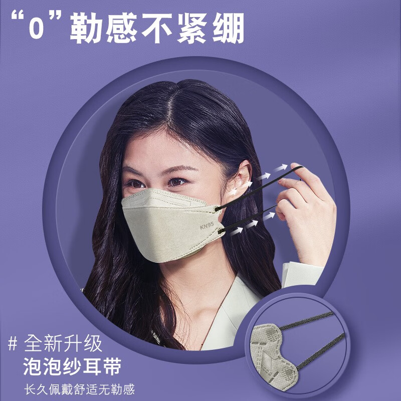 万宝绿kn95口罩3d立体2025新款时尚版高颜值莫兰迪色口耳罩女男潮款成人 KN95级【莫兰迪六色混搭】60枚独立包装