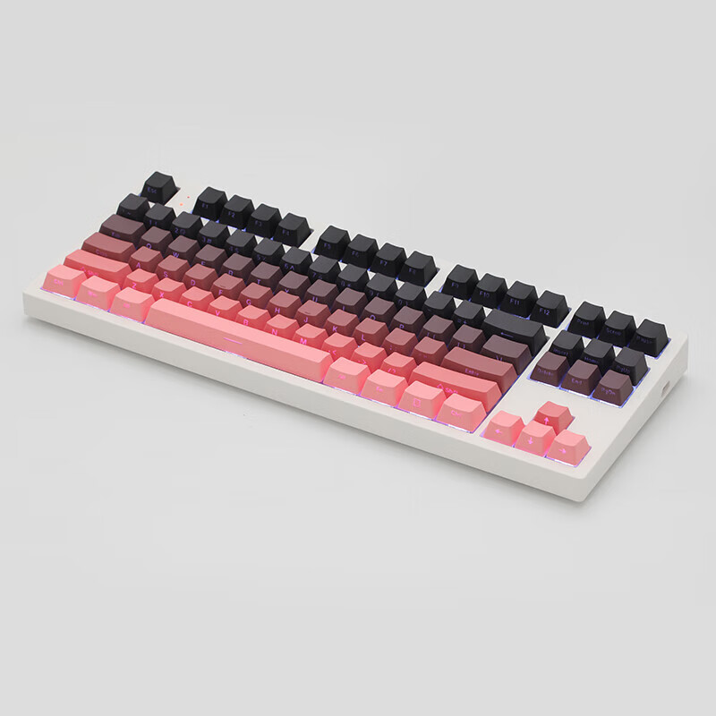 腹灵MK870微尘侧刻机械键盘87键蓝牙无线三模成品游戏办公客制化套件 【单模】白色面+黑莓侧刻键帽 凯华BOX红轴V2【手感顺滑】