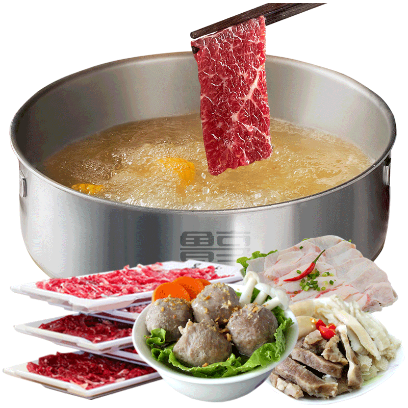 鲁享潮汕牛肉火锅套餐6包组 吊龙肥胼牛杂胸口油牛肉丸牛筋丸火锅食材