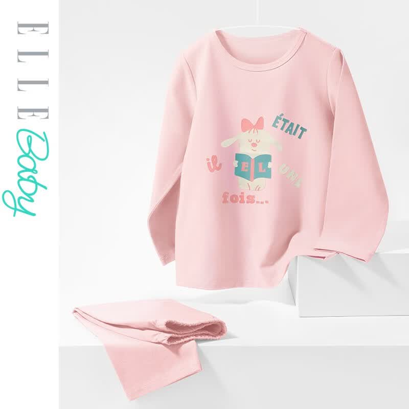ELLE BABY儿童春秋保暖秋衣秋裤家居服宝宝秋衣套装休闲长袖长裤卫衣裤子 浅粉色（长袖+长裤套装） 100码属于什么档次？