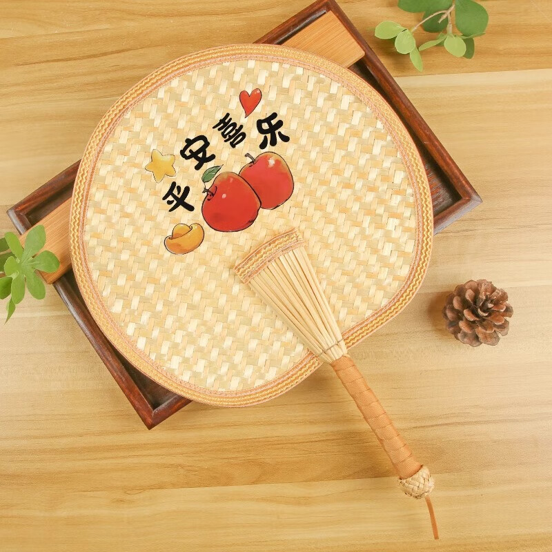 老式大蒲扇夏天手工芭蕉扇新中式寶寶搖錢扇子手搖扇廣告定制葵扇 平安喜樂 黃色圓型 0寸