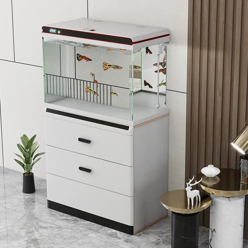 森森(sunsun)超白玻璃免换水生态鱼缸中型水族箱客厅落地金鱼缸底柜