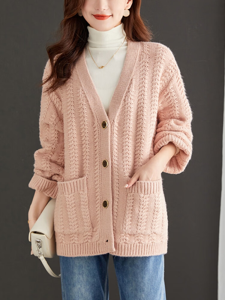 香影芬中款针织开衫女毛衣外套春秋宽松外穿秋装2023新款休闲外搭二八